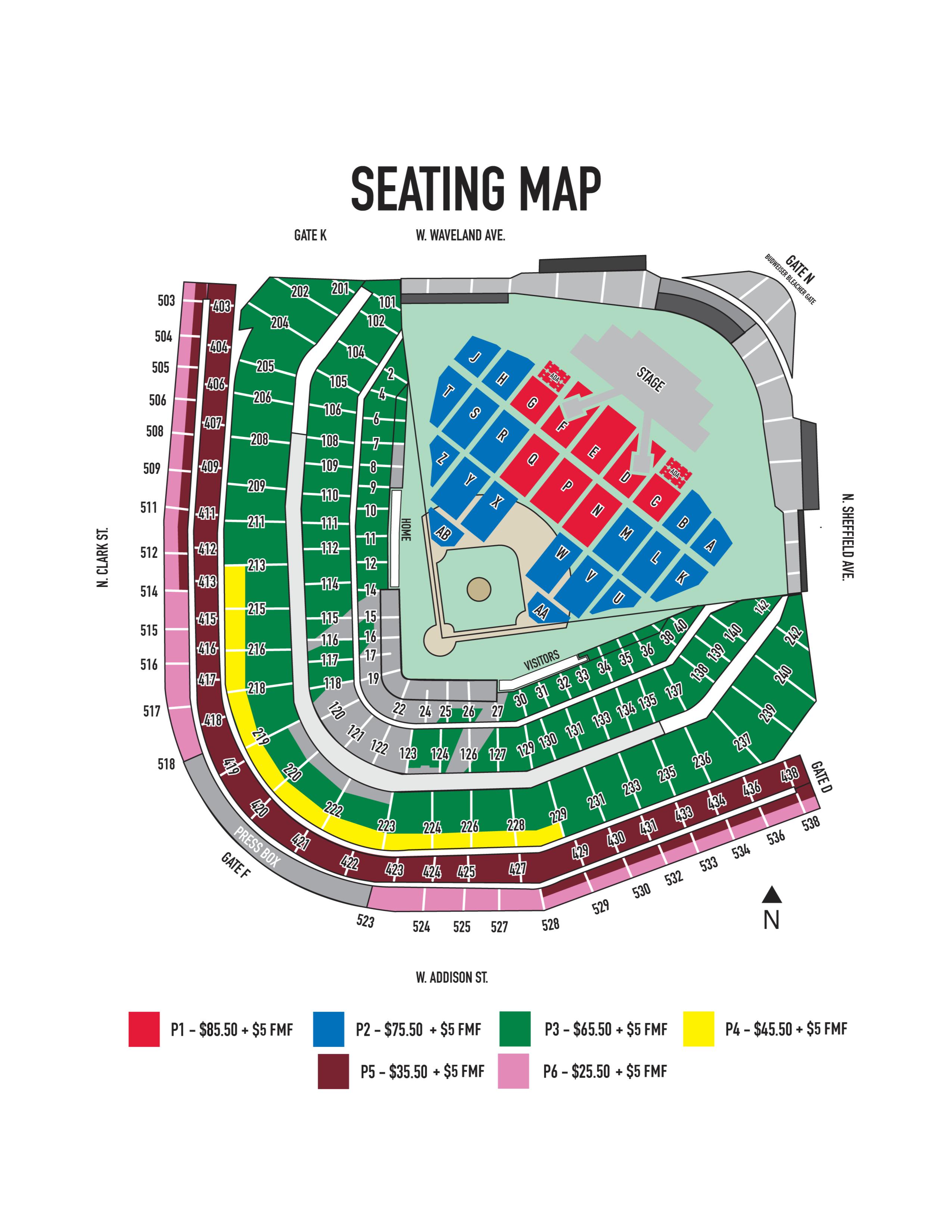 Wrigley Field Seat Map With Rows Two Birds Home